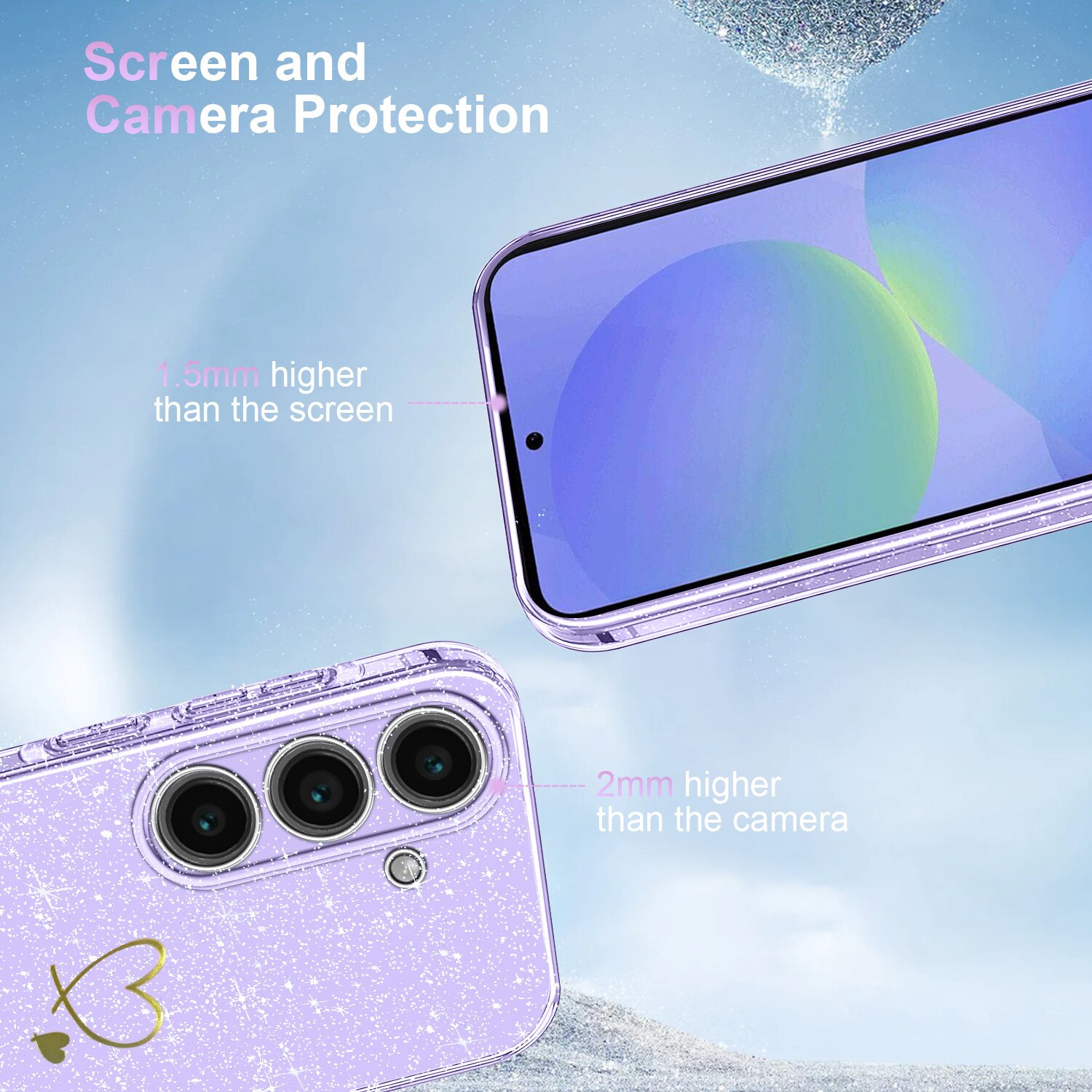 Husa TPU pentru Samsung Galaxy A36 5G / A56 5G, set cu 3 folii sticla temperata, Violet