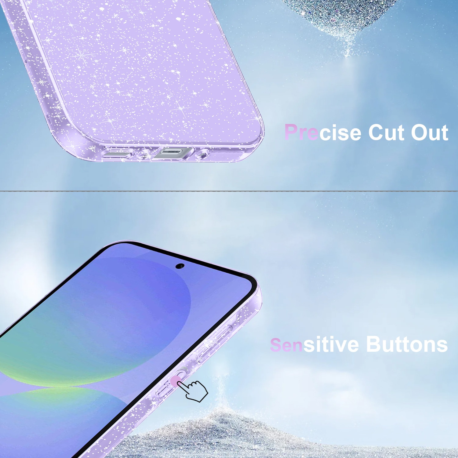 Husa TPU pentru Samsung Galaxy A36 5G / A56 5G, set cu 3 folii sticla temperata, Violet