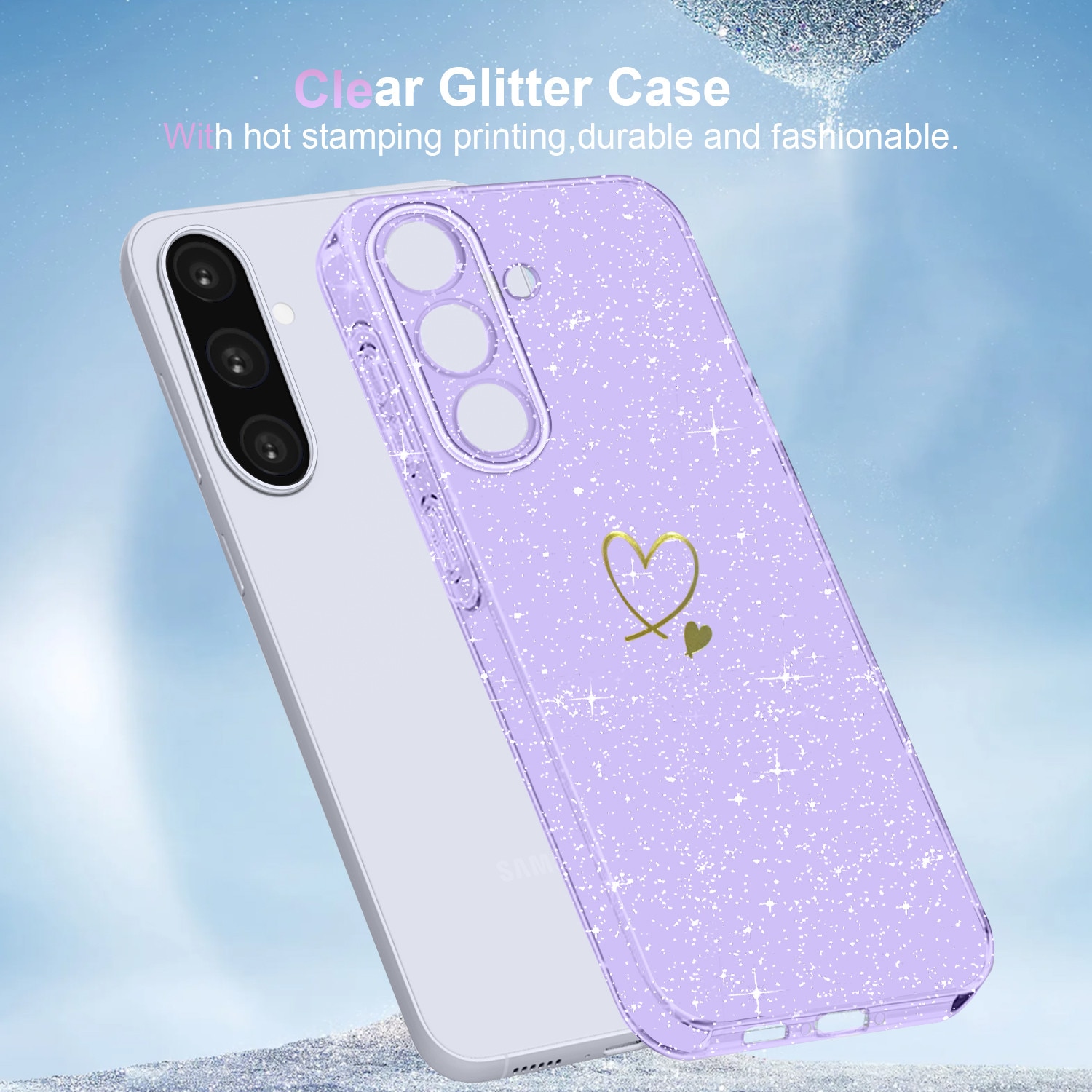 Husa TPU pentru Samsung Galaxy A36 5G / A56 5G, set cu 3 folii sticla temperata, Violet