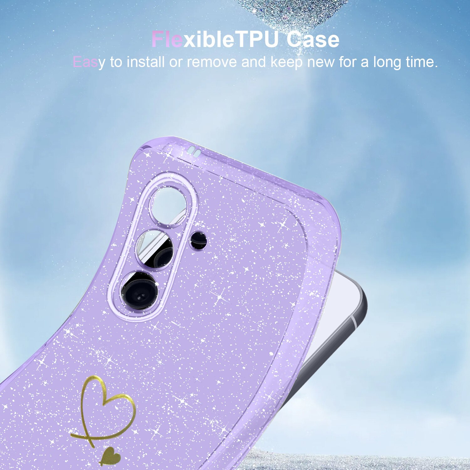 Husa TPU pentru Samsung Galaxy A36 5G / A56 5G, set cu 3 folii sticla temperata, Violet