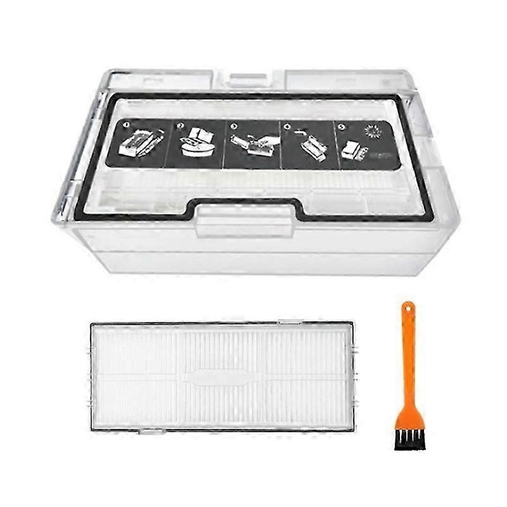 Cutie de praf pentru aspirator Roborock S8, S8+, T7S, G10S, set cu filtre si perie de curatare, 15.2x9.2x5.2cm