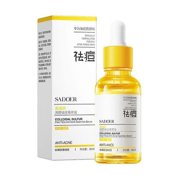 Ser anti-acnee cu sulf coloidal, 30ml, pentru toate tipurile de ten, textura hidratanta