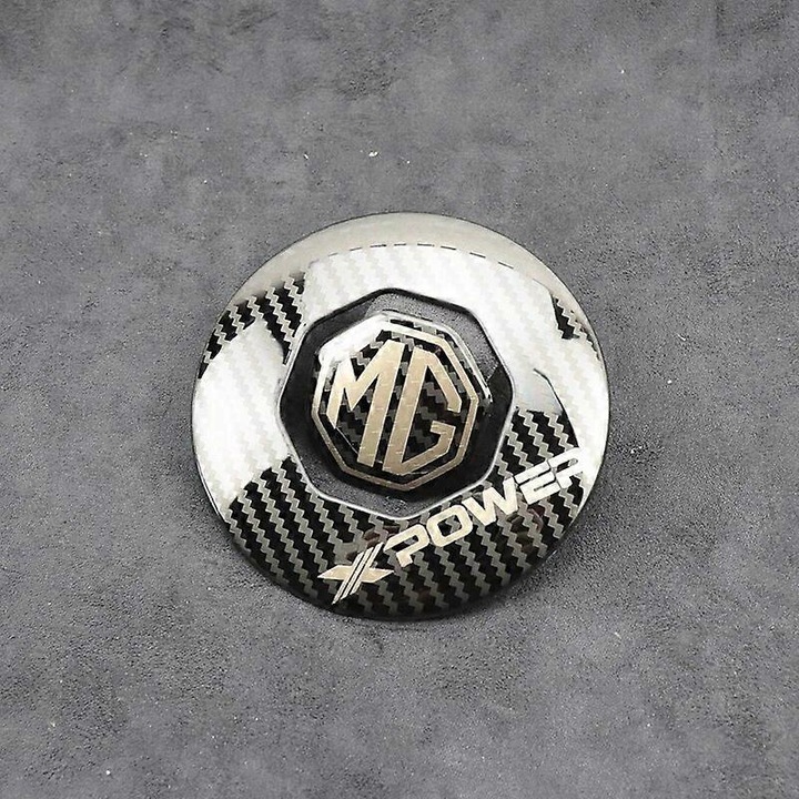 Capace ornamentale volan din fibra de carbon metalica pentru MG ZS EV HS MG6 MG5 EZS 2018-2022, set 2 bucati, 0.8x5.7x3.6cm