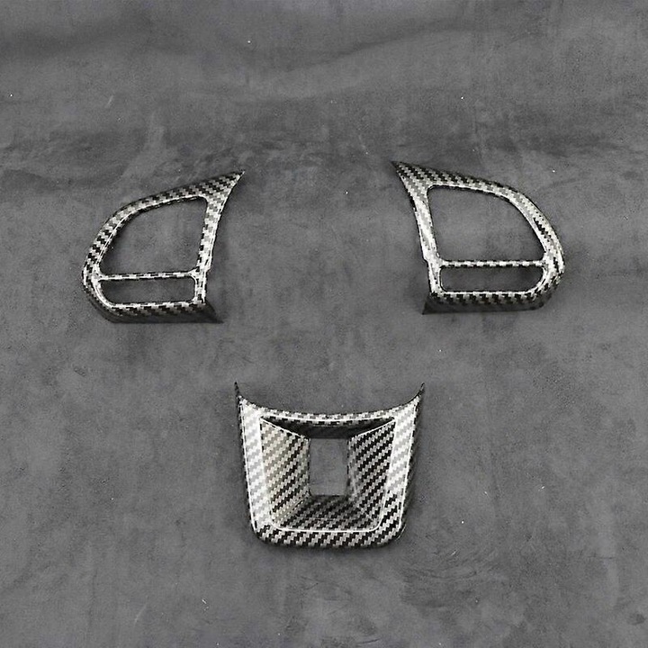 Accesorii auto set 3PC, ornamente volan din fibra de carbon metalica, MG ZS EV HS MG6 MG5 EZS 2018-2022, 0.8x5.7x3.6cm