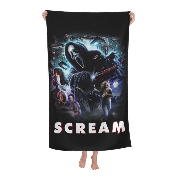 Кърпа за баня, Scream Vi, полиестер, многоцветна, 70x140 см
