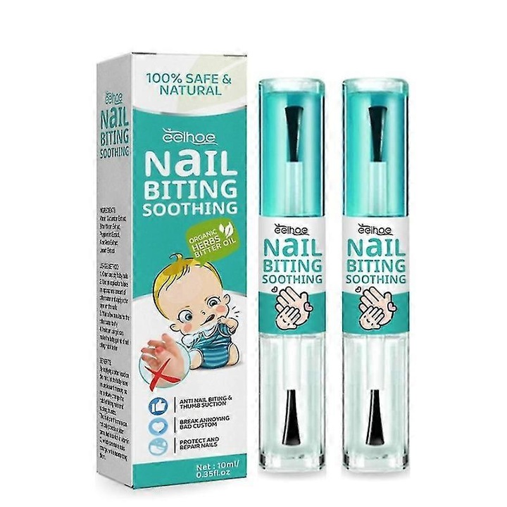 Lichid amar pentru unghii, Eelhoe, 10ml, extract de castravete, extract de mela, set 2 bucati