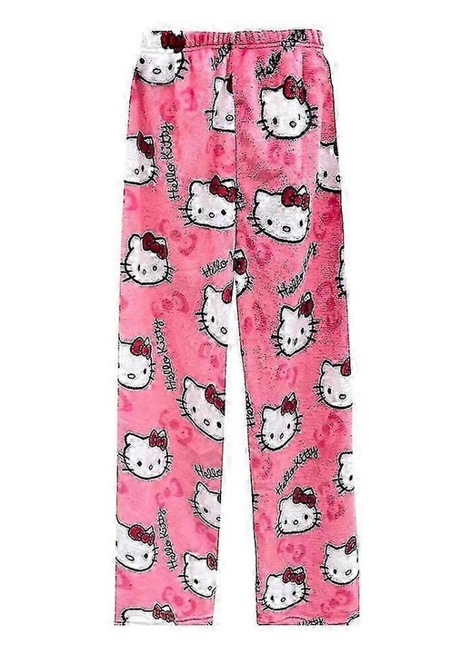 Pijamale dama, pisica, imprimeu Kawaii, moale, roz, XL INTL