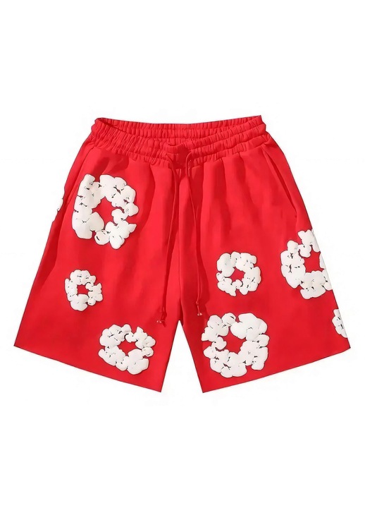 Pantaloni scurti barbati, casual, poliester, regulat, rosu, 5XL INTL