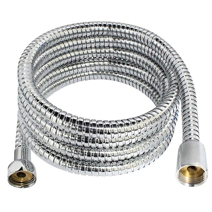 Hose de dus flexibil, 300cm, inox, crom, rezistent la coroziune, set de accesorii pentru baie