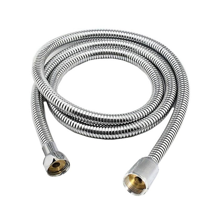 Hose flexibil pentru dus, 150/200/300cm, inox, crom, rezistent la coroziune, set de accesorii pentru baie