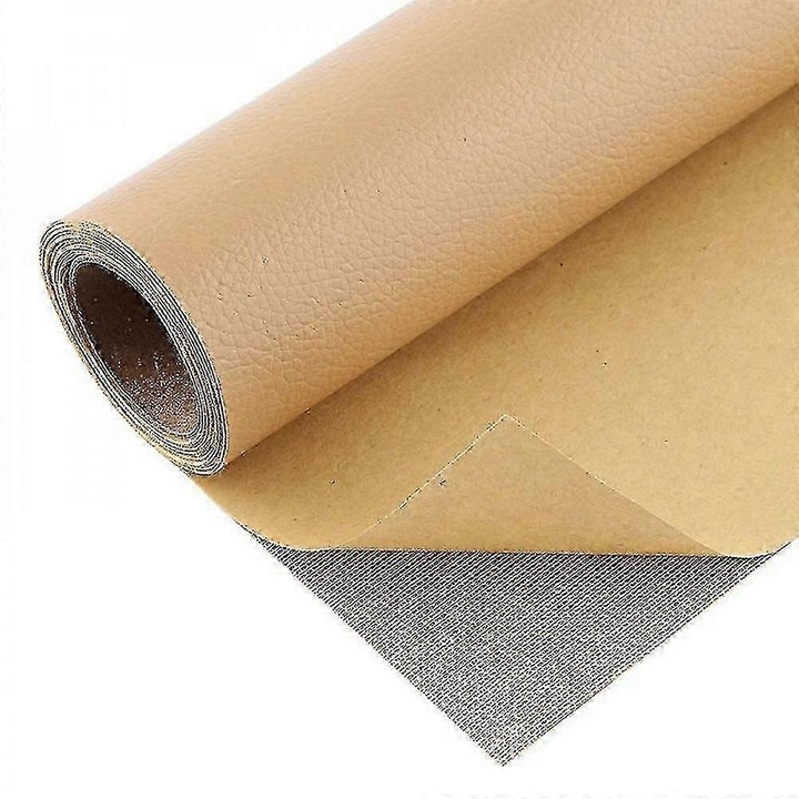 Petic de reparare piele autocolant, 50x137cm, galben crem