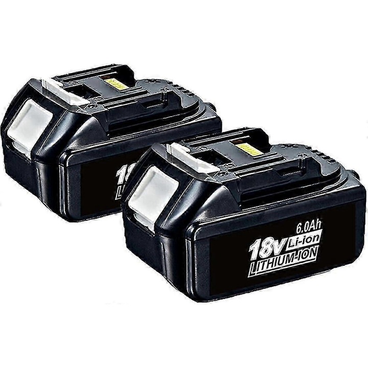 Set 2 acumulatori 18V, 6000mAh, indicator LED, negru, 4.4x2.7 inch
