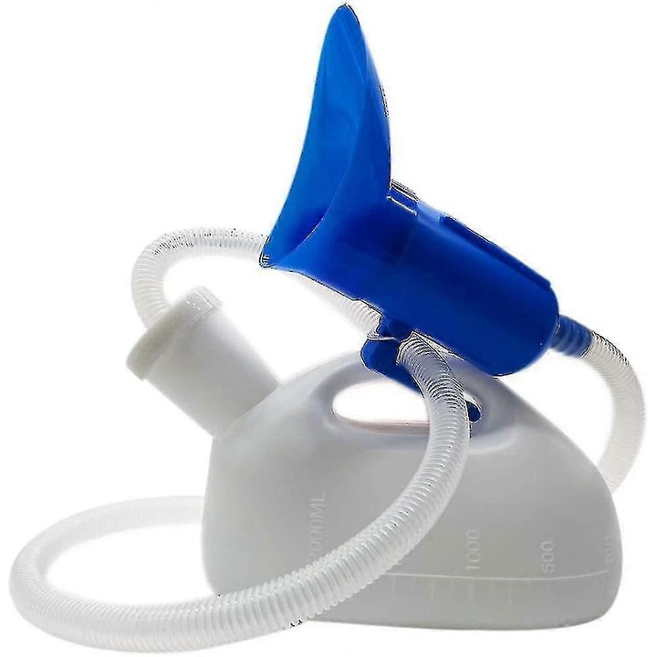Urinal pentru femei, 2000 ml, reutilizabil, capacitate mare, plastic, albastru/alb