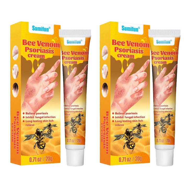 Pszoriázis krém méhméreggel, 20g, 2 darabos készlet, könnyen szállítható, természetes összetevők Sumifun