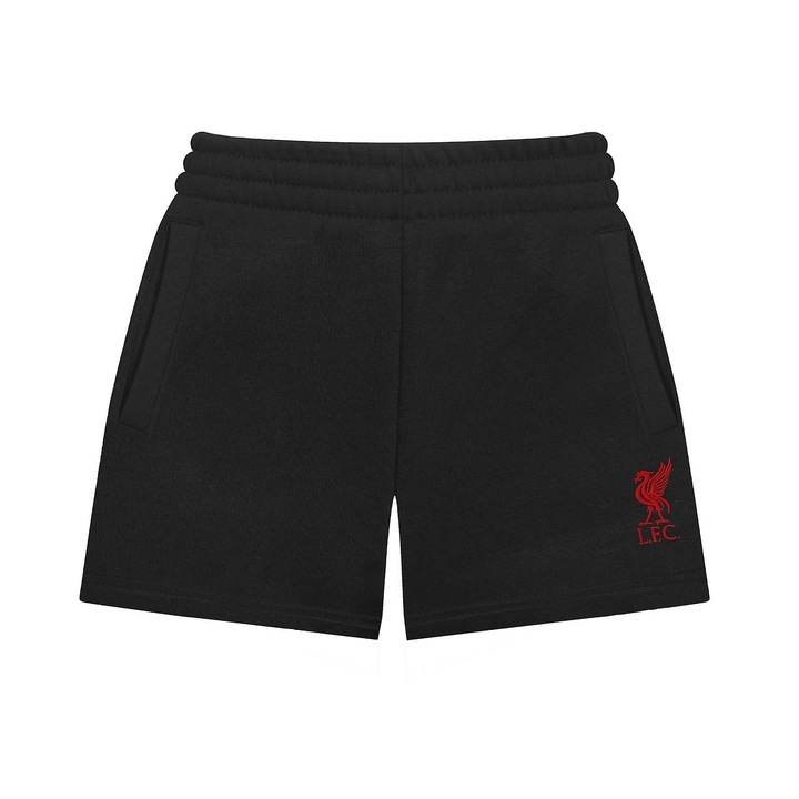 Gyerek sportnadrág, Liverpool FC, hivatalos rövidnadrág, zsebes, fekete, polár, 122 CM