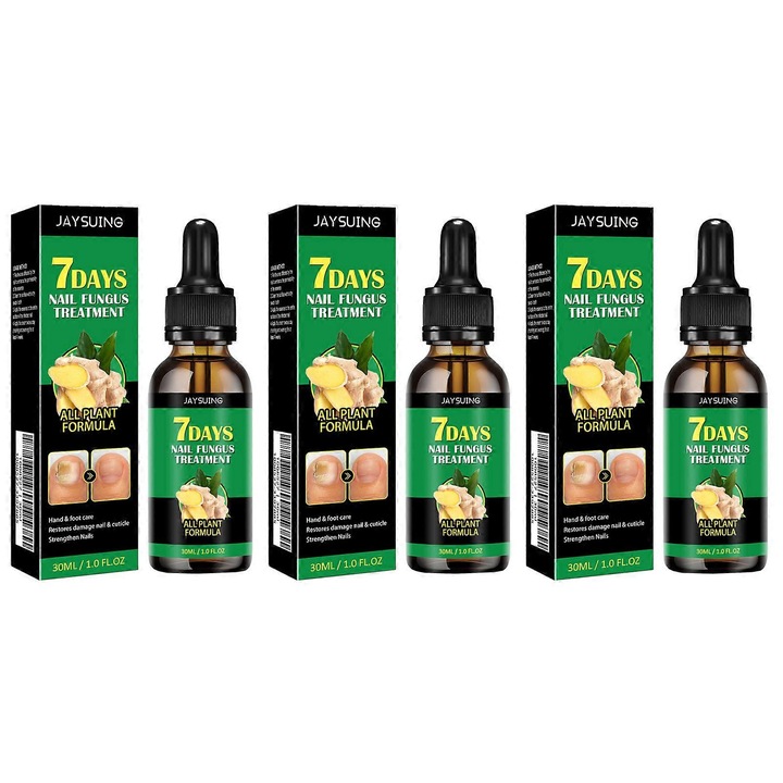Комплект от 3 серума за растеж на ноктите с екстракт от джинджифил, Jaysuing, 30 мл, антибактериален