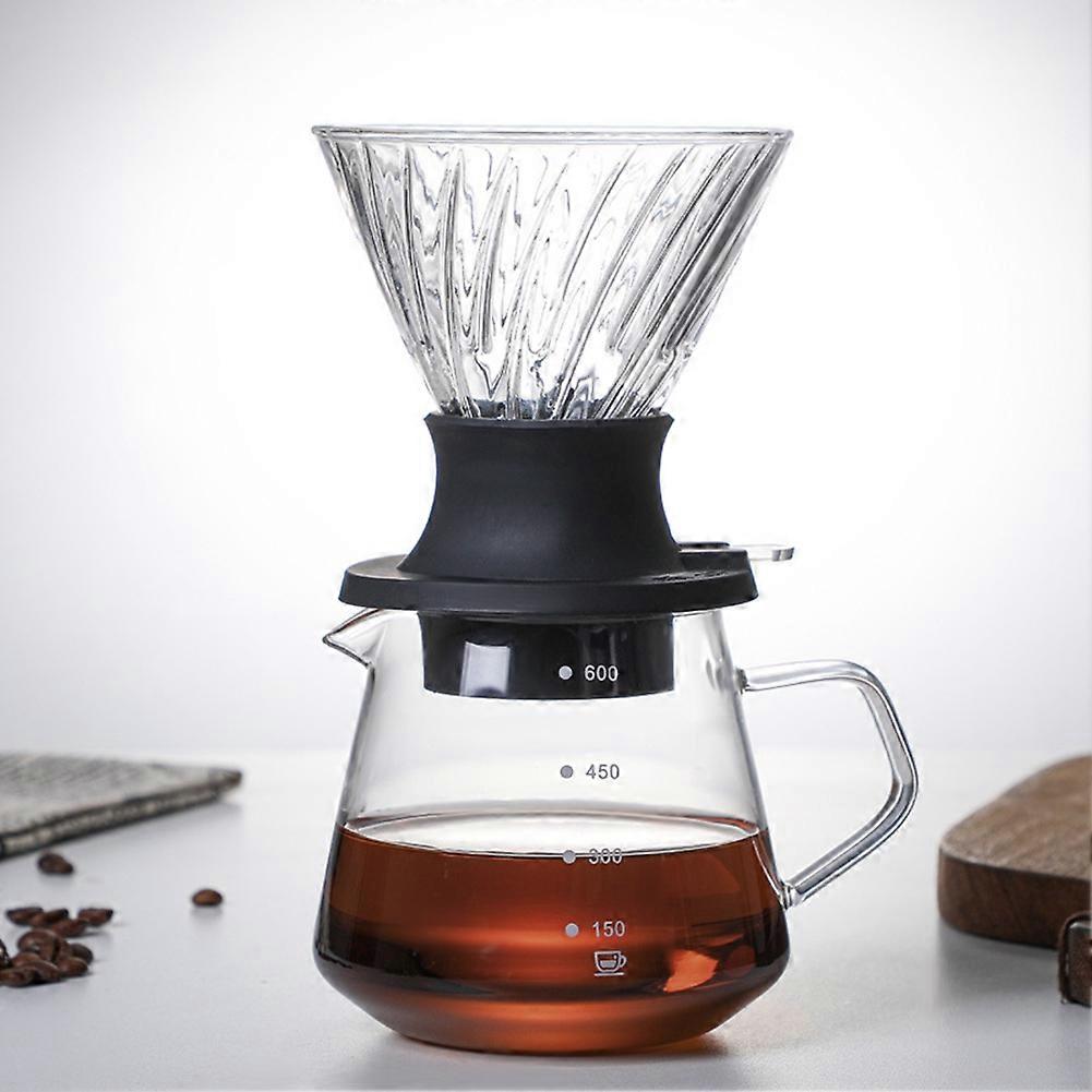 Cafetiera din sticla 600ml, verde lac, cu filtru reutilizabil si palnie mare cu suport din silicon