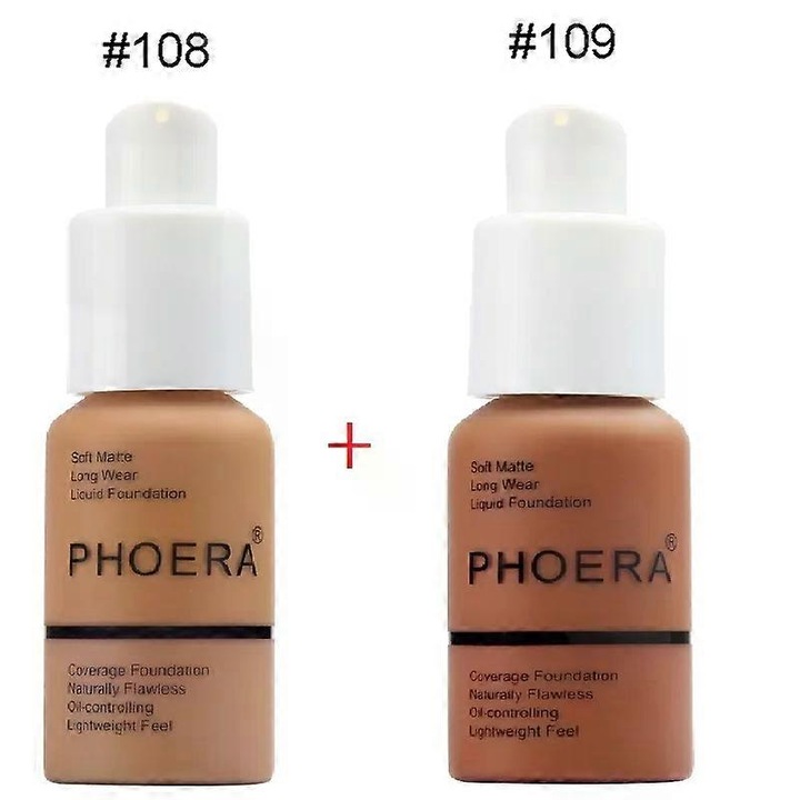 Fond de ten, baza de machiaj, 2pcs/set, PHOERA, acoperire completa, textura moale, 62g