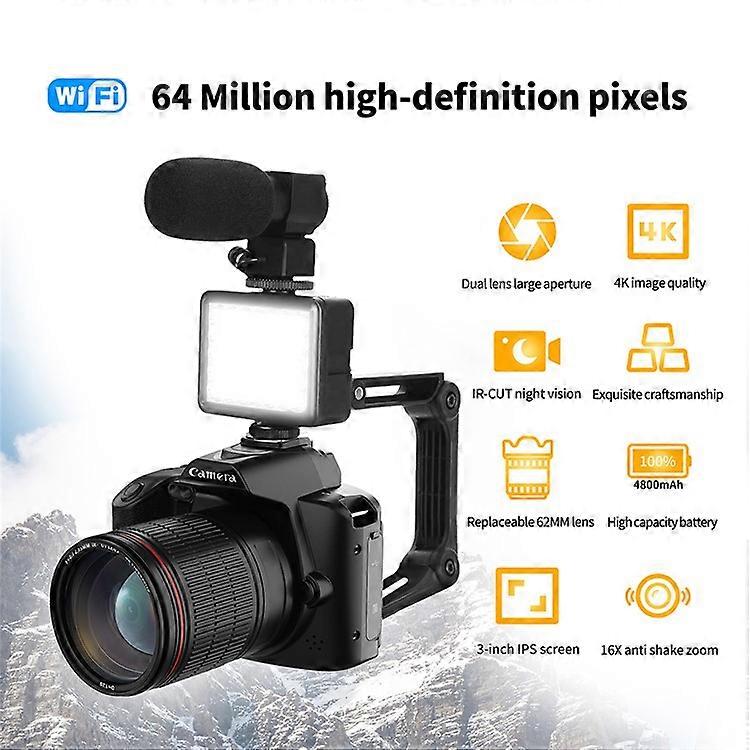 Camera video D5, 64MP, 4K, Wi-Fi, 13x12.5x9.5cm - eMAG.ro