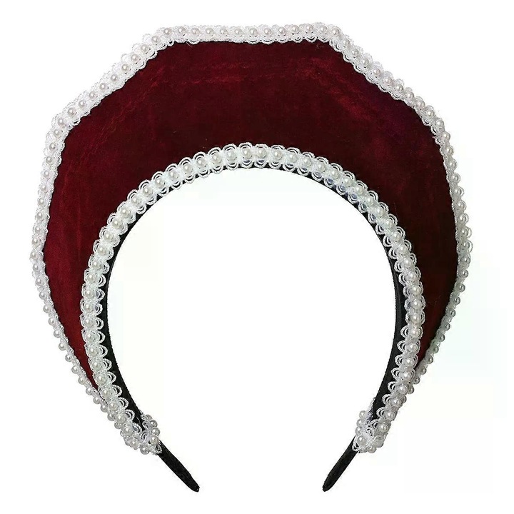 Accesoriu par, tiara medievala Elizabethan, pentru femei, burgundy, handmade