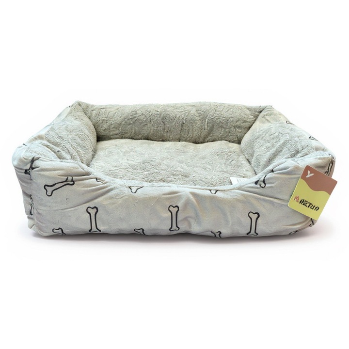 Mascow kutya- vagy macskafekhely, plüss, puha, kényelmes, szürke, 50x40 cm