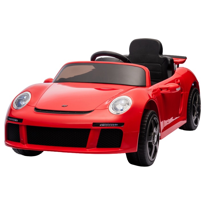 Masinuta electrica pentru copii cu licenta Porsche RUF-CTR3 Rosu 12V, echipare Premium, telecomanda 2,4G,2 motoarex39w, roti EVA, scaun din piele, suspensii, usi cu deschidere, lumini LED, muzica, eleron