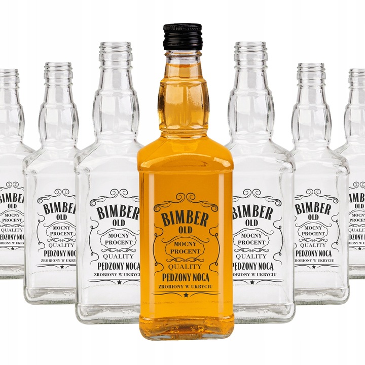 Комплект стъклени бутилки Daniels с принт Bimber, Super Bottles, Стъкло, 500 мл, Висококачествено стъкло, Затваряне с капак, 22, 4 x 6,5 см, Многоцветни