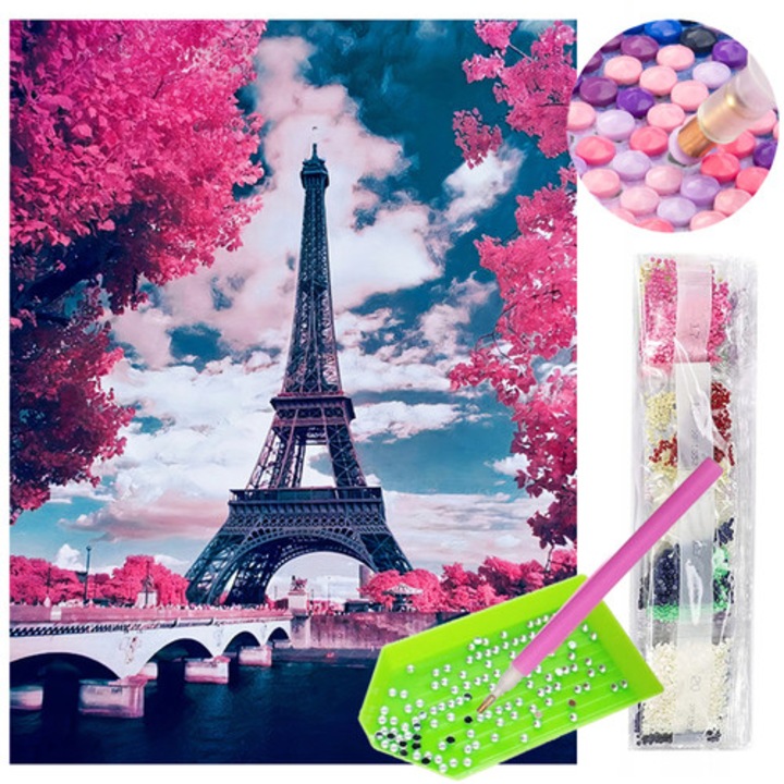 Broderie cu diamante Artnico – Paris, 30x40 cm