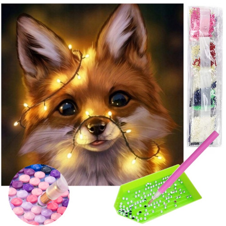 Broderie cu diamante Artnico – Vulpe, 30x30 cm