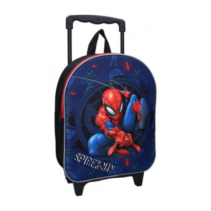 Troler multicolor 3D, cu bretele ajustabile si intarite, 32x26x11 cm, Great Escapes, Spiderman