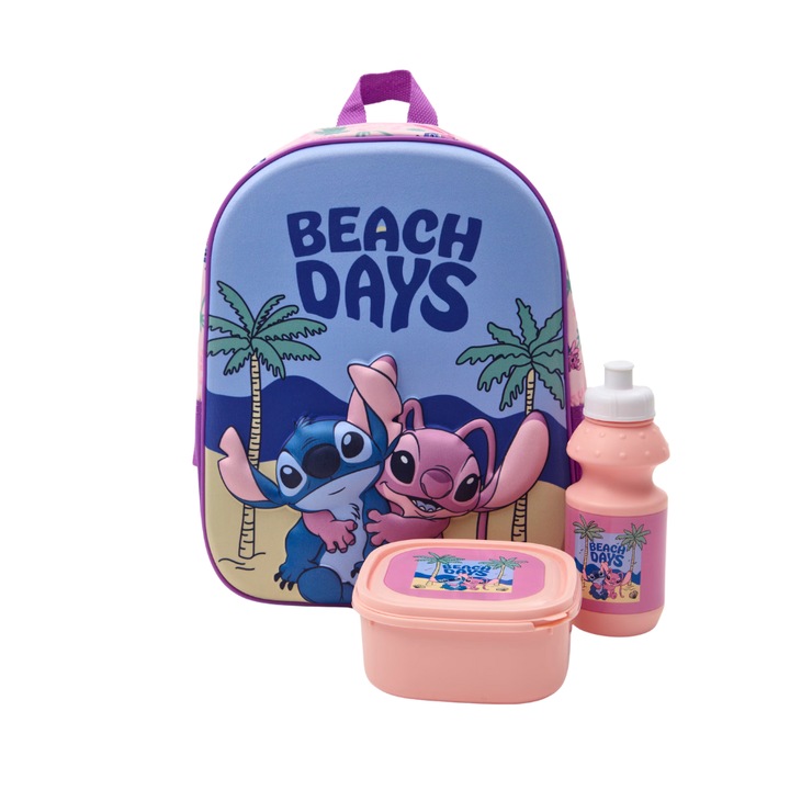 Set rucsac, cutie de pranz si sticla Disney Lilo & Stitch Edition 30cm Berryshop® Back to School
