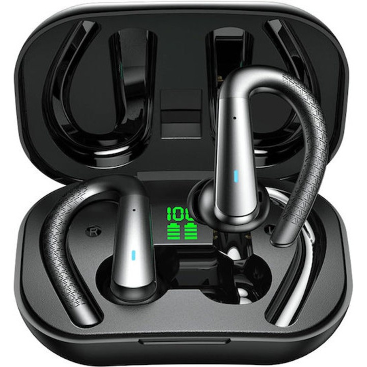 AeroFit New Bee X13 fülhallgató, 30 órás akkumulátor-üzemidő, Bluetooth 5.2, Töltőtokkal, IPX6 vízállóság, Hi-Fi sztereó hangzás, HD hívás, Érintésvezérlés, Sport, Fitnesz, Kompatibilis iOS és Android rendszerekkel, Fekete szín