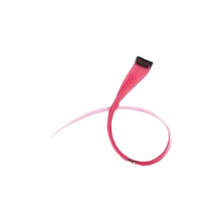 Extensie de par sintetica rosie si roz, 21 inch, drepta, cu clip