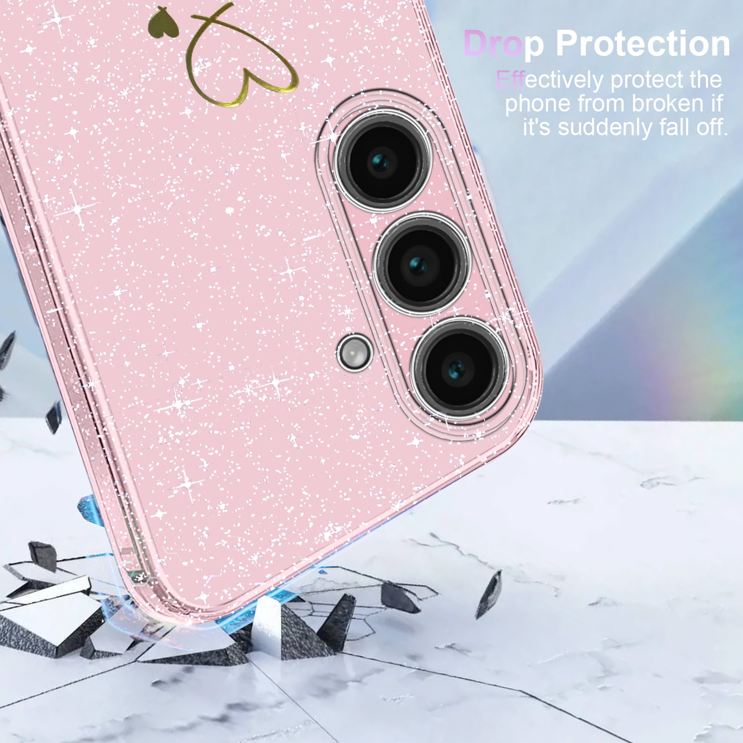 Husa telefon, etui TPU, set cu 3 protectii din sticla securizata, pentru Samsung Galaxy A36 5G / A56 5G, roz