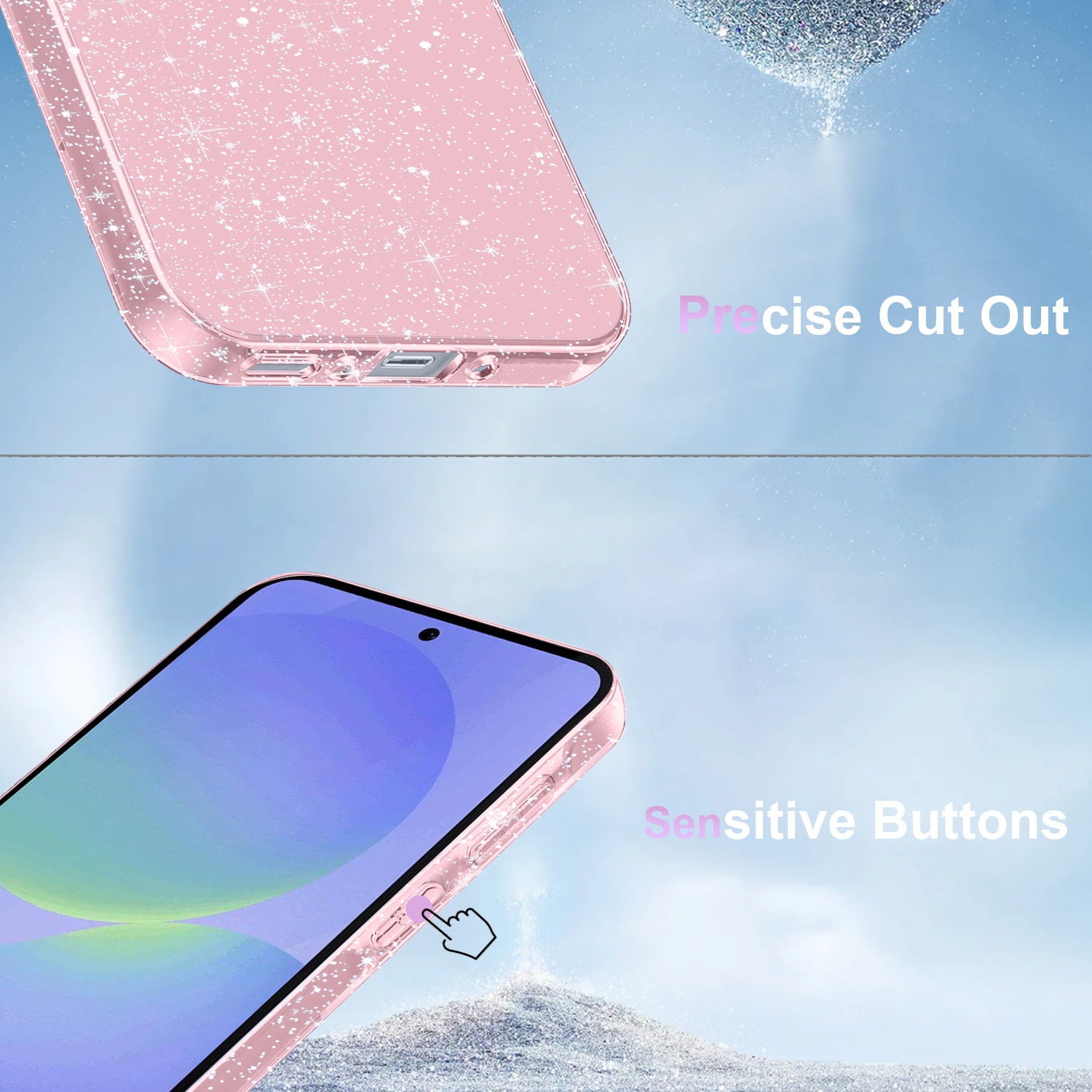 Husa telefon, etui TPU, set cu 3 protectii din sticla securizata, pentru Samsung Galaxy A36 5G / A56 5G, roz