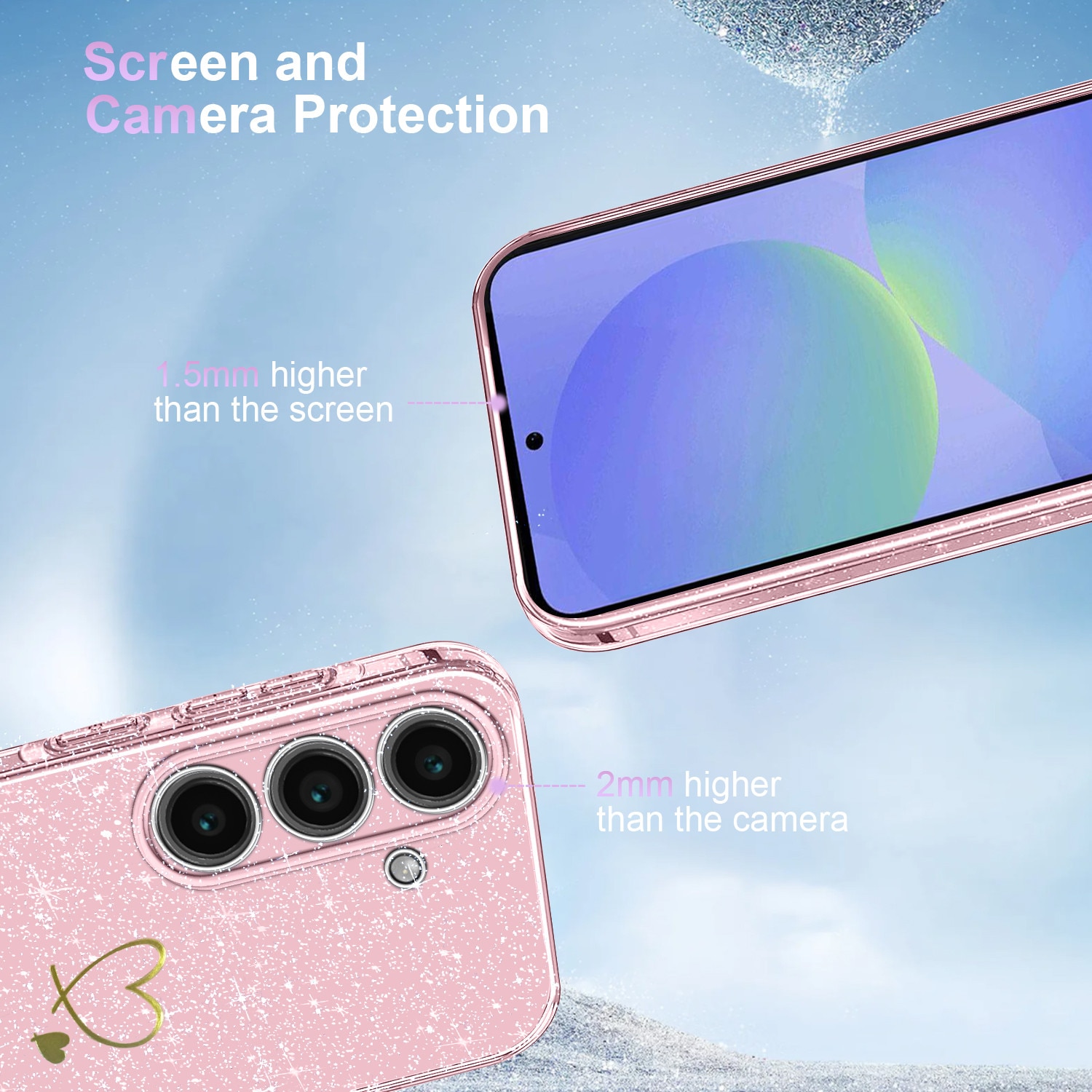 Husa telefon, etui TPU, set cu 3 protectii din sticla securizata, pentru Samsung Galaxy A36 5G / A56 5G, roz