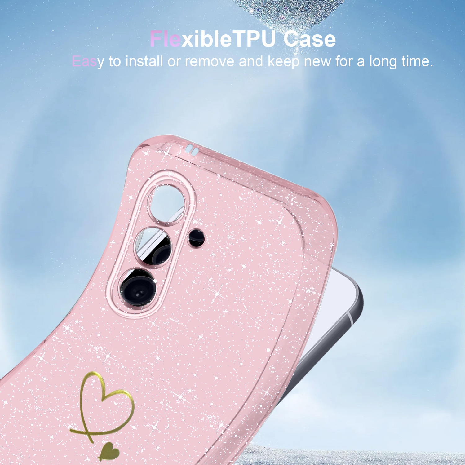 Husa telefon, etui TPU, set cu 3 protectii din sticla securizata, pentru Samsung Galaxy A36 5G / A56 5G, roz