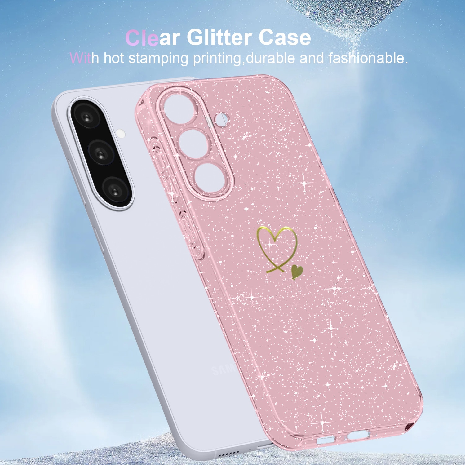 Husa telefon, etui TPU, set cu 3 protectii din sticla securizata, pentru Samsung Galaxy A36 5G / A56 5G, roz