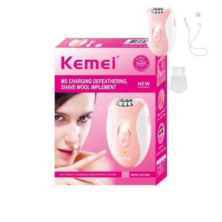 Епилатор, 2 скорости, 24 пинсети, 4.8 W, масажна система с топчета, розов