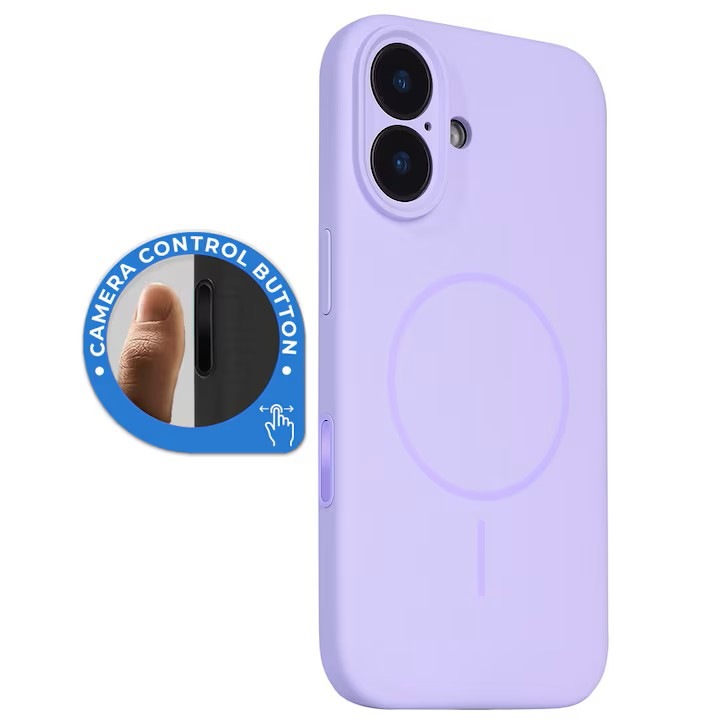 Husa de protectie pentru iPhone 16, compatibila cu incarcare MagSafe, SIlicon Catifelat Cu Interior Microfibra, Joyshell, Lila