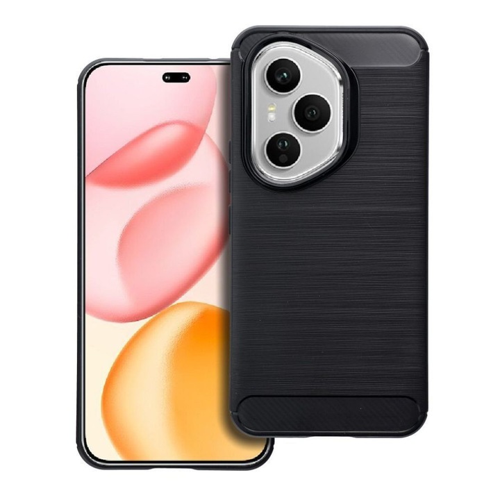 Husa Pentru cu Telefon Carbon, Compatibila cu Honor 400 Pro, Armored Shockproof G-Tech, Finisaj Mat, Negru