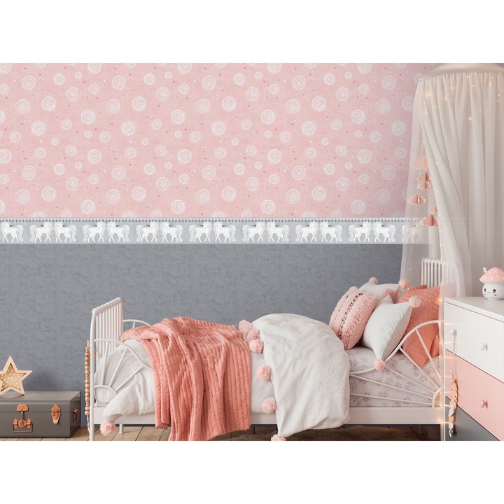 AS Creation_Lilly & Luis Wallpaper_PRÉMIUM termék gyerekszobába - tartós, nem szőtt tapéta körökkel - 10,05 mx 0,53 m - rózsaszín, fehér - Németországban készült