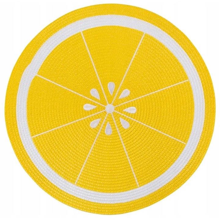 Mata de masa rotunda 38cm, design citrin, galben, material plastic, pentru interior si exterior