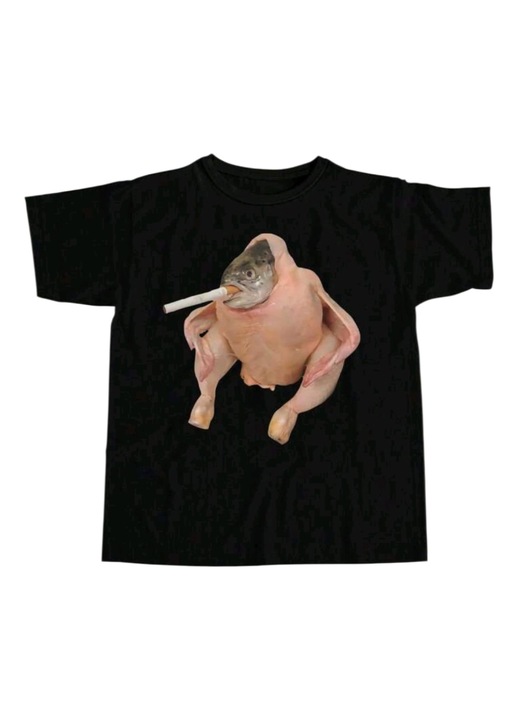 Férfi lezser póló, fekete, mintás, M