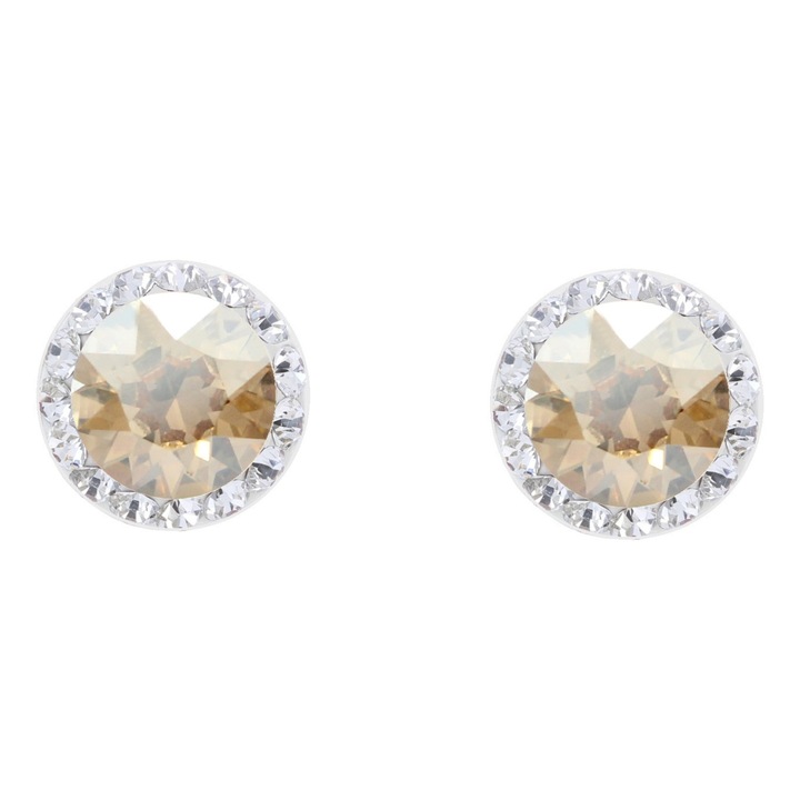 Cercei argint 9mm, Golden shadow, Crystal