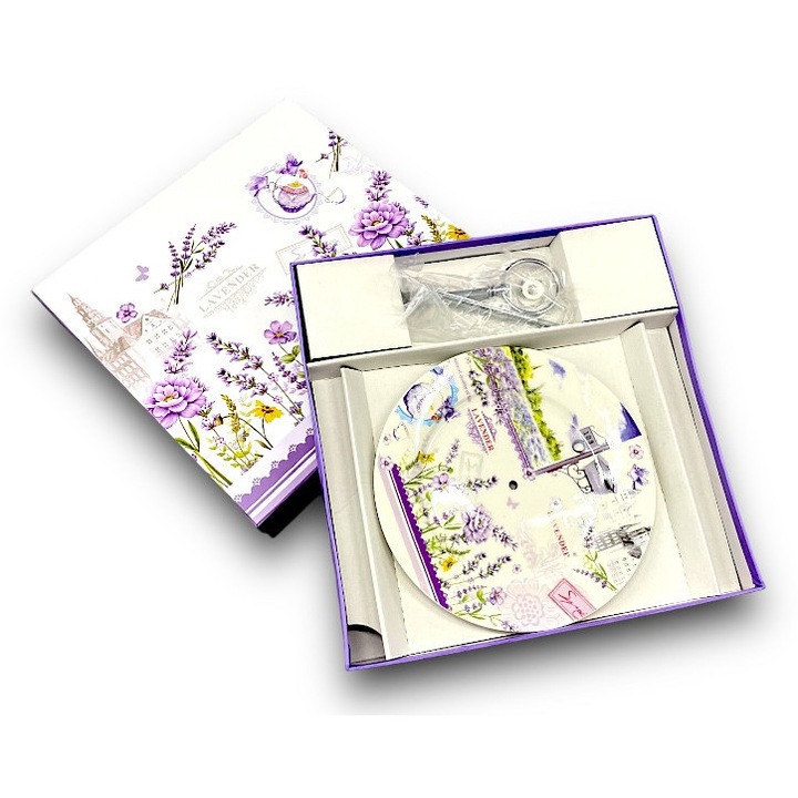 Sütemény tálaló kerámia levendulás 2 részes