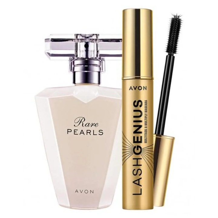 Set parfum Rare Pearls 50 ml si rimel Lash Genius 5 in 1, nuanta Black