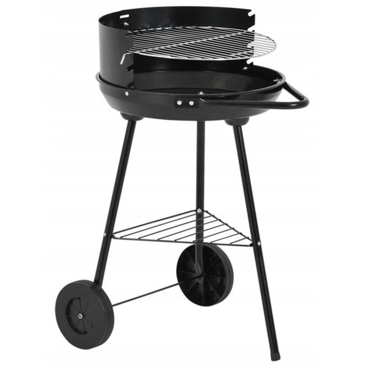 Мобилна скара Koopman, 37 см, черна, стомана, компактна, с колелца