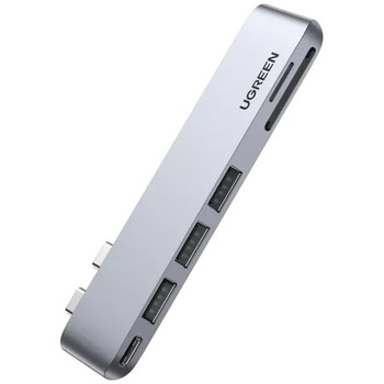 Adaptor Multifunctional UGREEN MacBook Pro/Air, 2x USB-C la 3x USB Type-A, SD/TF Card, 100W, 40Gpbs, 4K