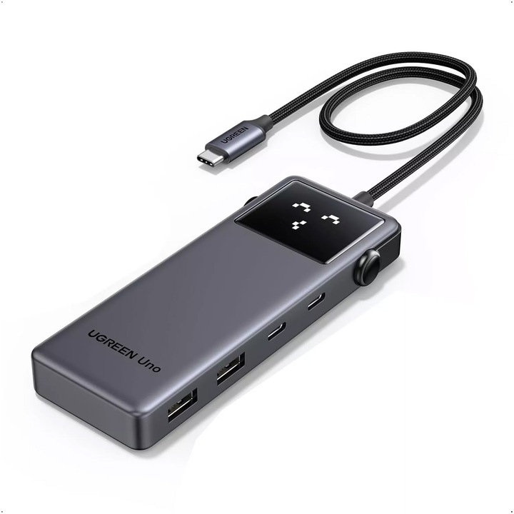 USB хъб UGREEN Uno 6-в-1, USB-C, 2x USB-A 3.2, 2x USB-C 3.2, 1x USB-C PD 100W, 1x HDMI 4K
